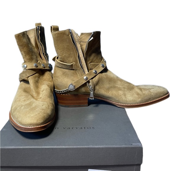 John Varvatos Tan Belted Men’s Leather Boots - Picture 2 of 3